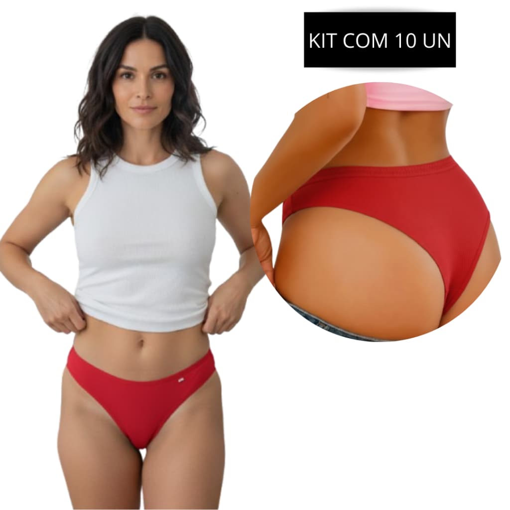 Kit 10 Tangas Calcinha Conforto  New Básica  Conforto Com Forro 100% Algodão