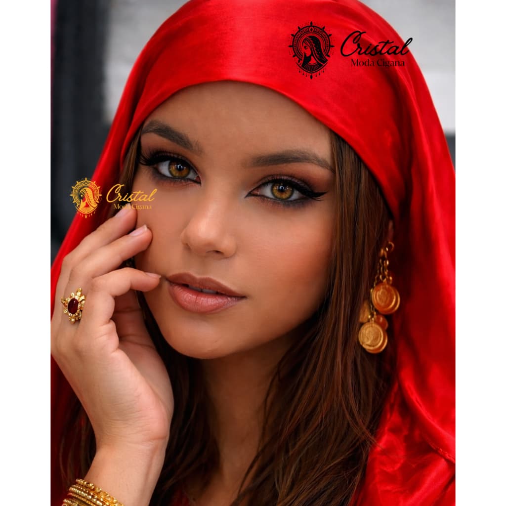 Cristal Moda Cigana Lenço Cigano Cetim Seda Luxo Liso 1,50x30