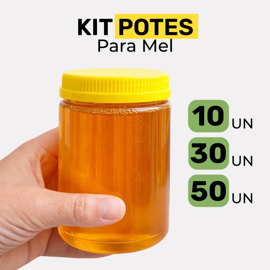 Kit Pote Mel 1Kg 500g 10/30/50 Un Tampa Lacre Vedação Plástico Alimentício Armazenar Melado Geleia
