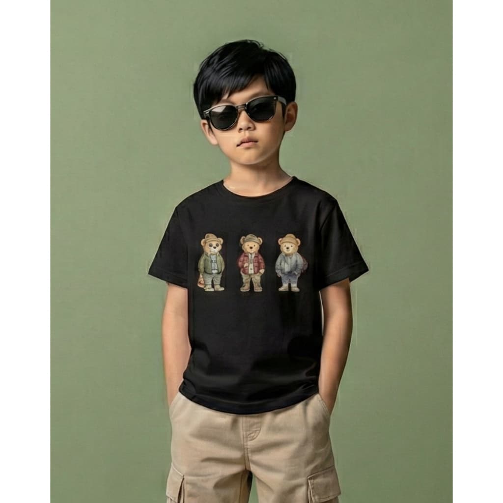 Camiseta Infantil Menino Ursos Estilosos Urban Bears Confortável Lançamento
