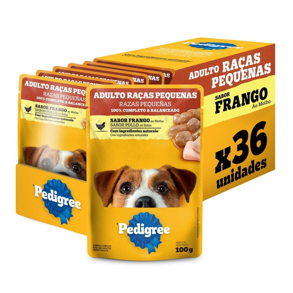 Ração Úmida Pedigree Sachê Frango ao Molho para Cães Adultos de Raças Pequenas - 36 Unid.