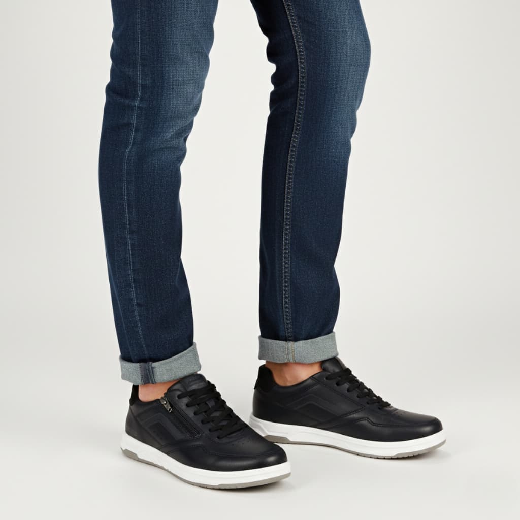 Sapatênis Masculino Pegada Couro Detalhe Zíper Estilo Social Esporte Elegante Conforto 172005