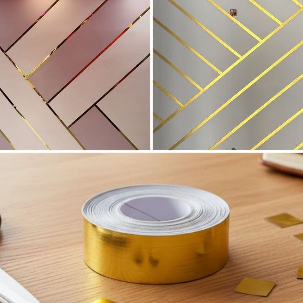 Fita 2CM Dourada Decorativa Ideal P/ Piso Parede Teto 10M Item Removível Efeito Metalizado