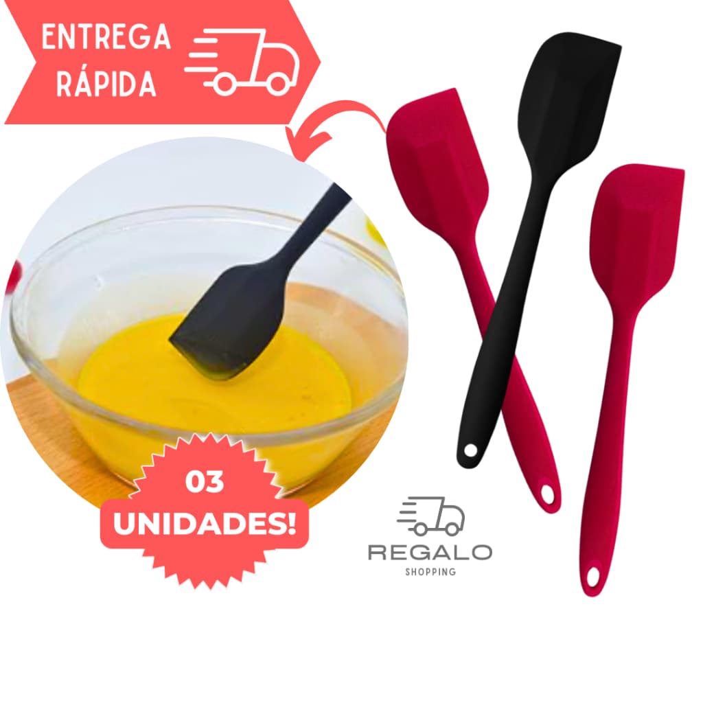 3 Mini Espátulas Raspadoras de Silicone Retas Utensílios Cozinha Bolo Massa