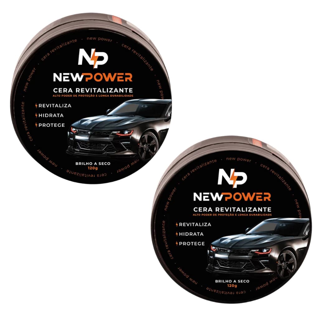 2 Ceras Revitalizadora de Plástico New Power Oficial Cera BRINDE Espuma aplicadora inclusa