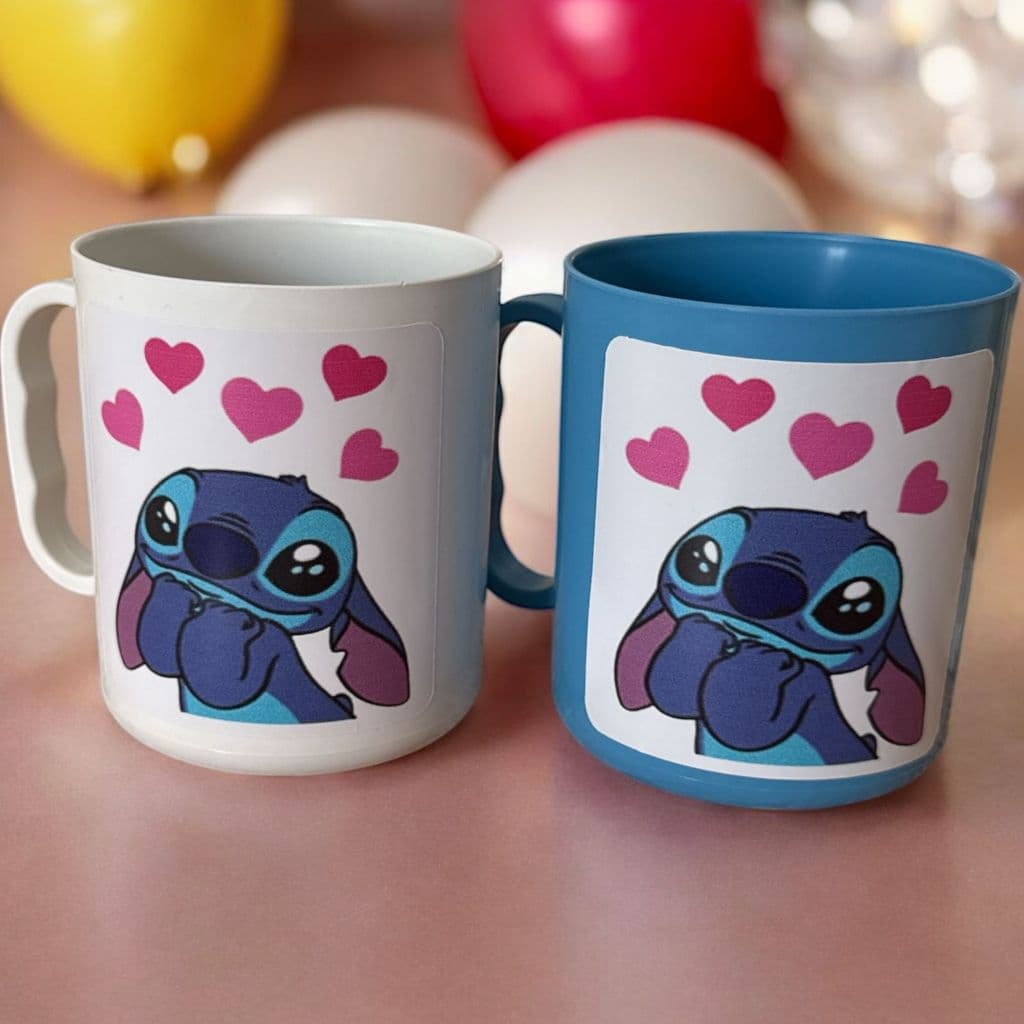 Caneca stitch sugestao presente amigo secreto aniversario lembrancinha Volta as aulas lancheira