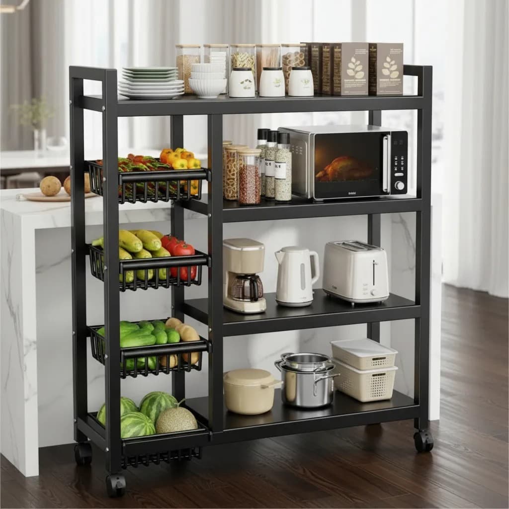 Suporte Micro-ondas Organizador de Cozinha com Fruteira 🍌 Prático e Moderno
