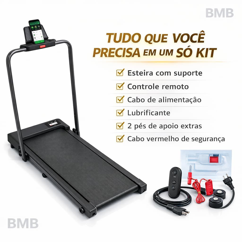 Esteira Elétrica Love Home Dobrável Compacta Silenciosa 800W Caminhada e Corrida Residencial Fitness com Controle