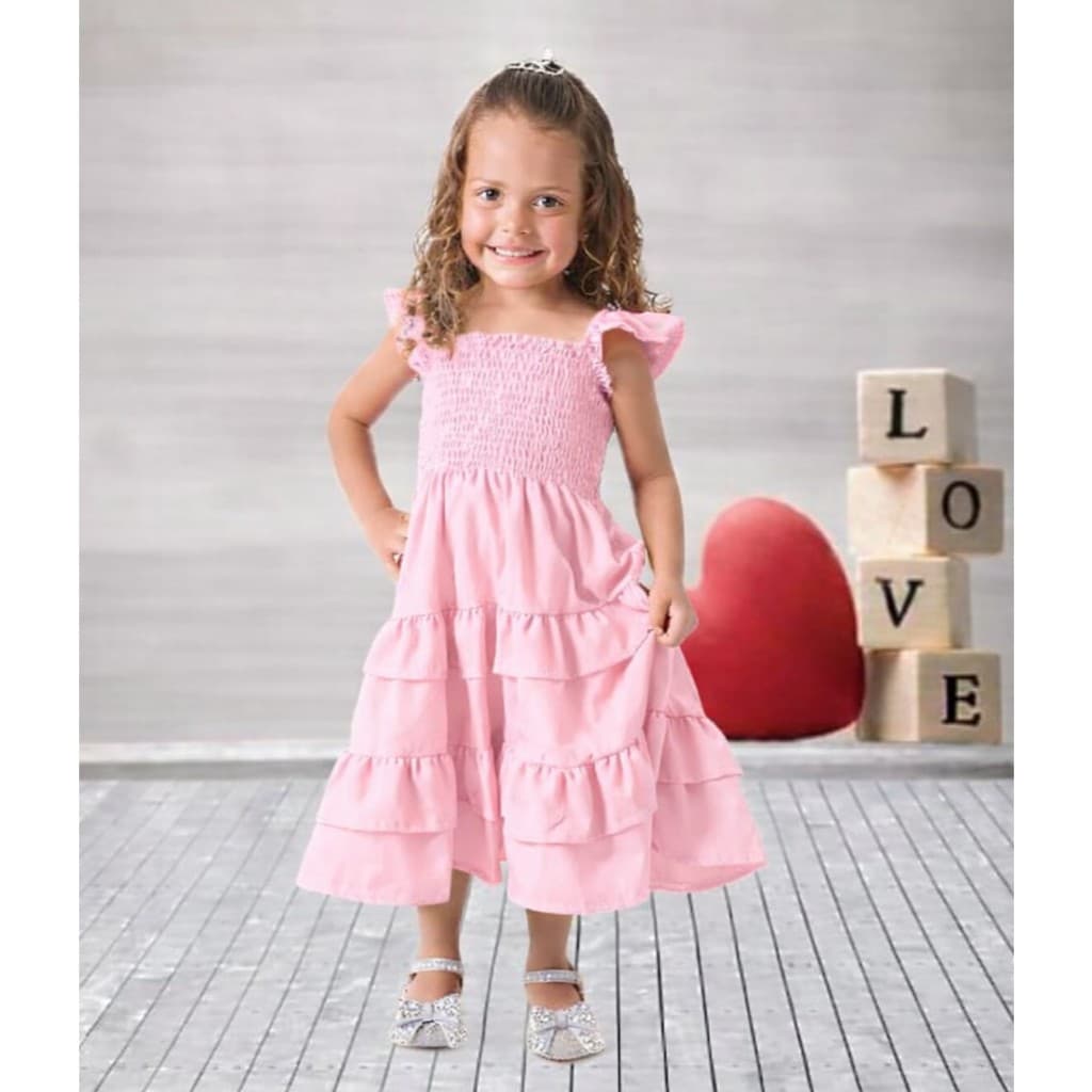 Vestido Feminino Infantil Casual De Criança Para Festa de Princesa Varias Cores Ensaio Fotográfico