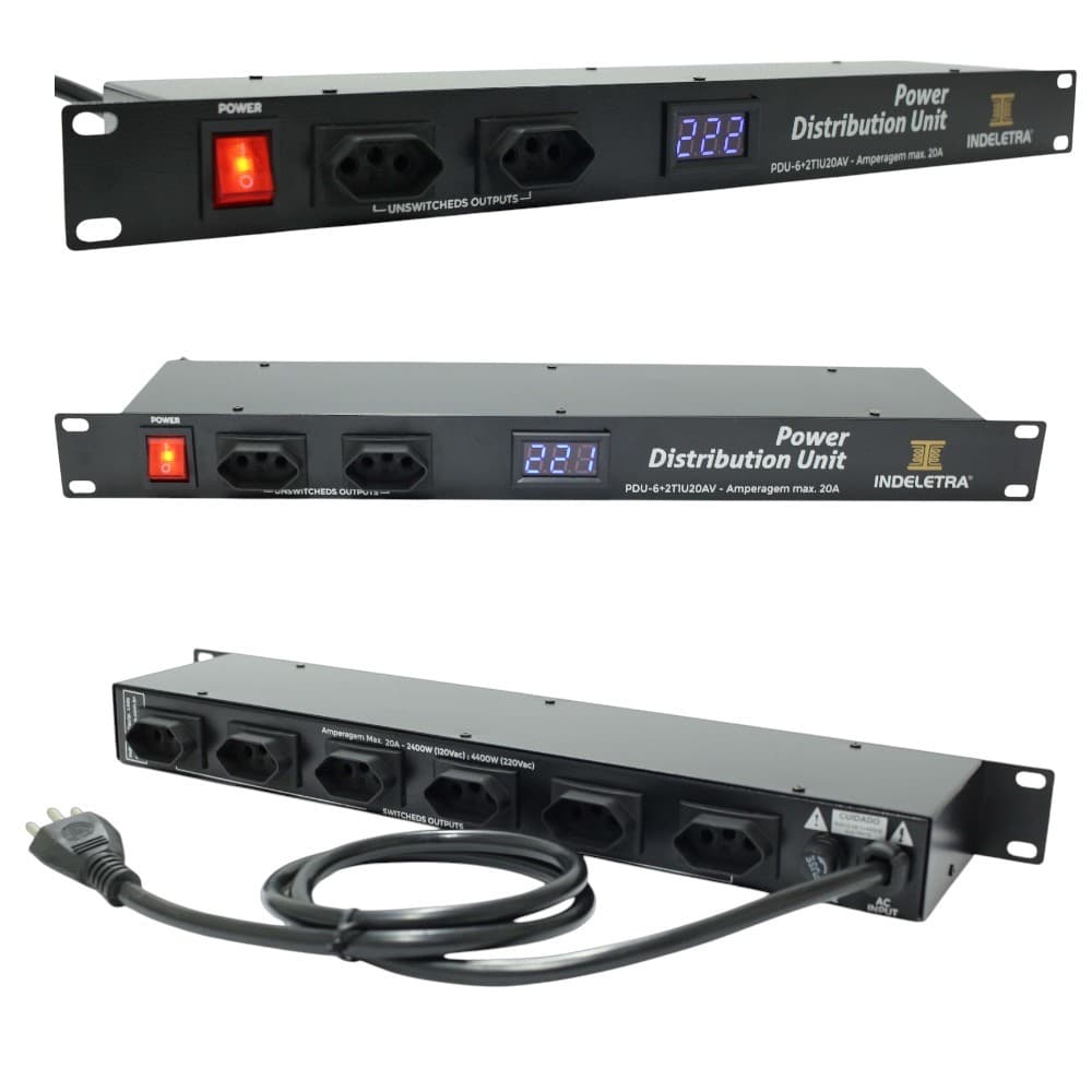 PDU - UNIDADE DE DISTRIBUIÇÃO DE ENERGIA COM VOLTIMETRO 20A 127V