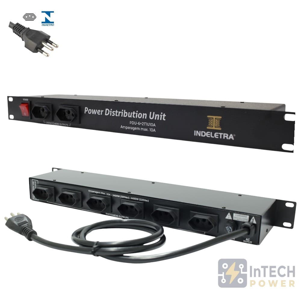 PDU - UNIDADE DE DISTRIBUIÇÃO DE ENERGIA SEM VOLTIMETRO 10A 127V