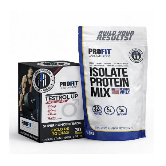 Kit Whey Isolate Protein Mix 900g + Testrol UP - PROFIT