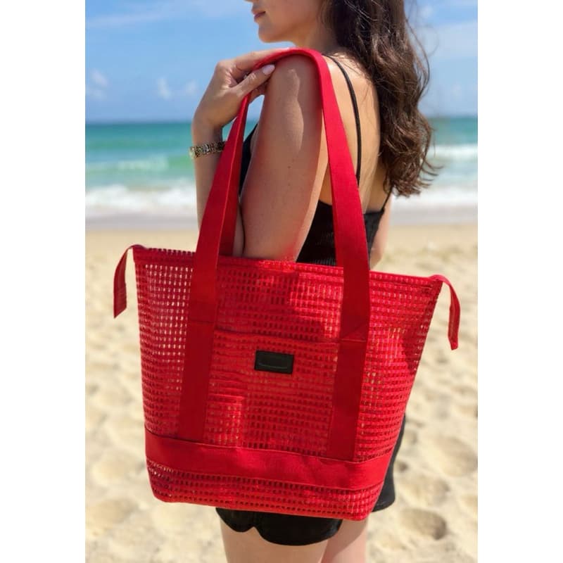Bolsa grande de praia ou piscina| Bolsa de praia de material sintético | Kit necessaire e bolsa