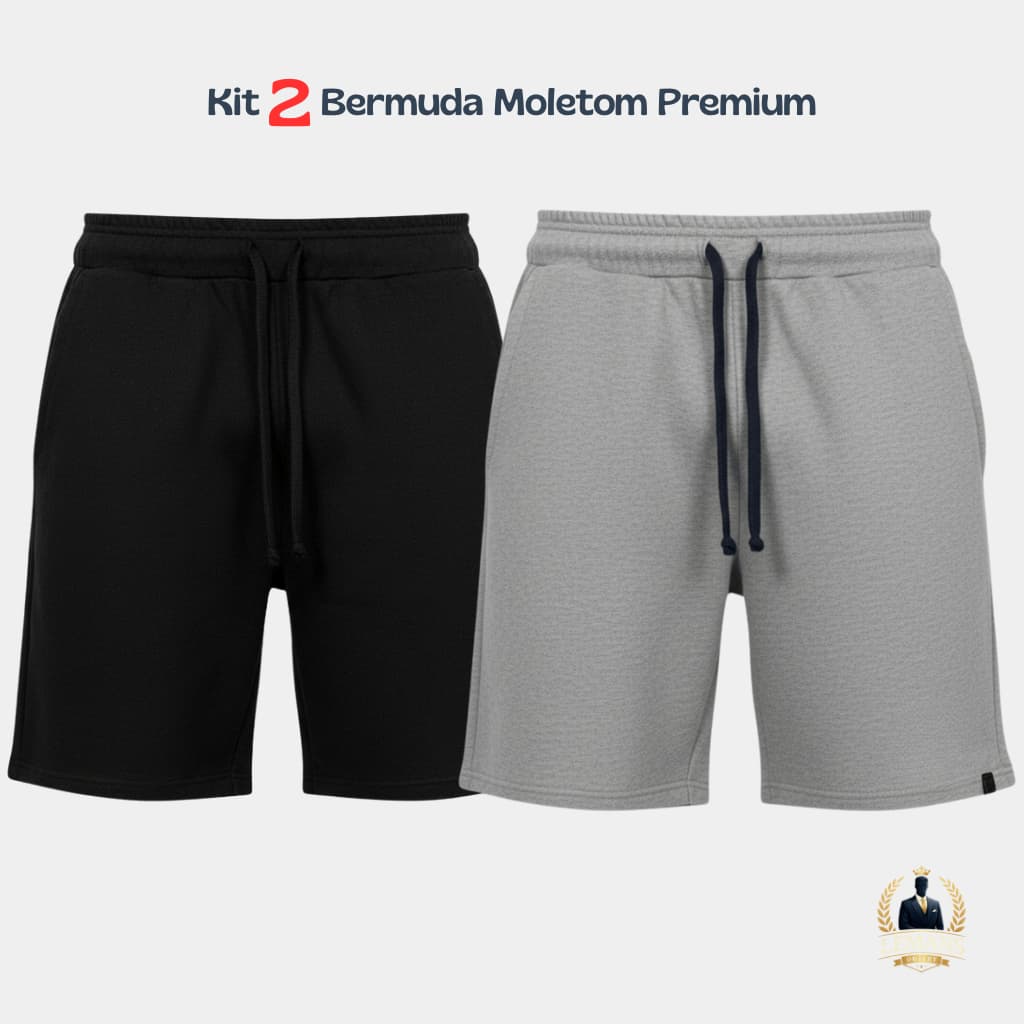 KIT 2 Bermuda Moletom Masculina Premium - Coforto & Qualidade!