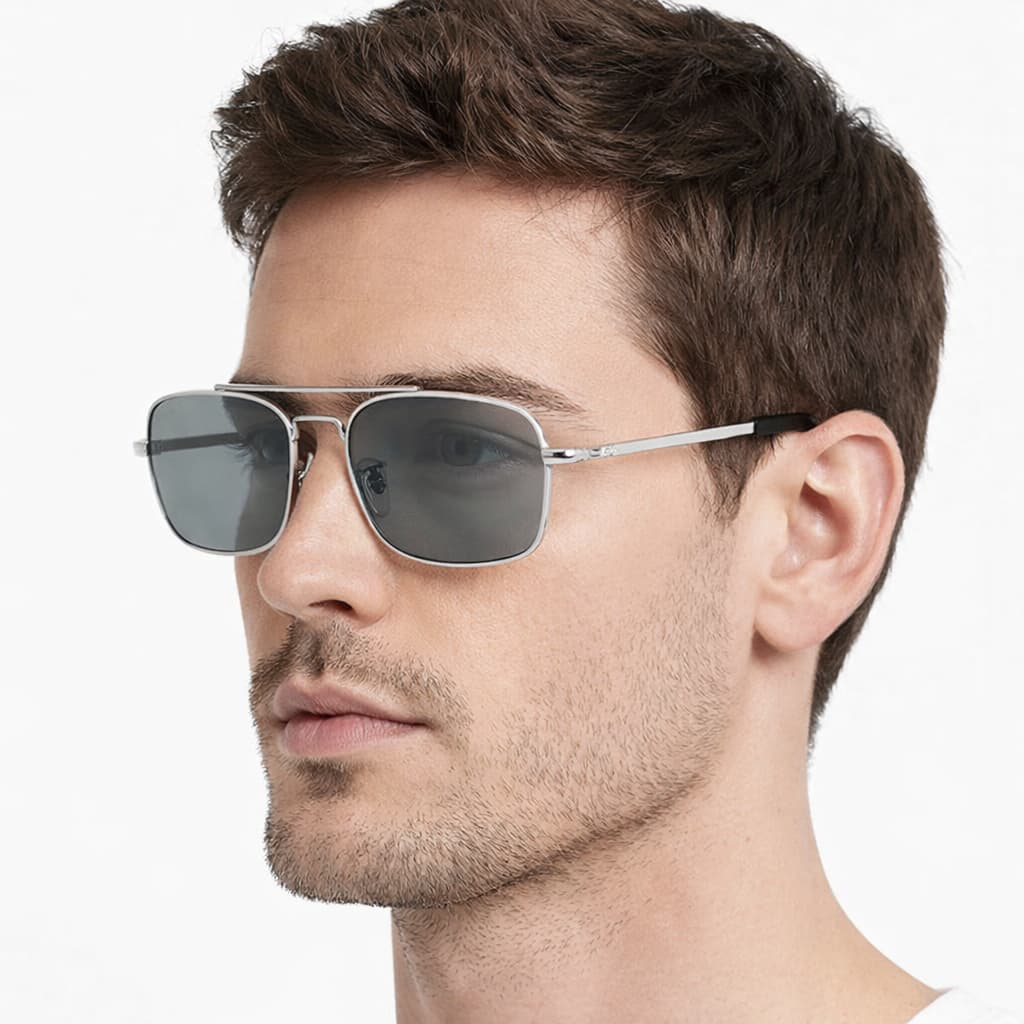 Óculos de Sol Masculino Aviador Quadrado Piloto Avião Armação Metálica Iceman 139 Prateado
