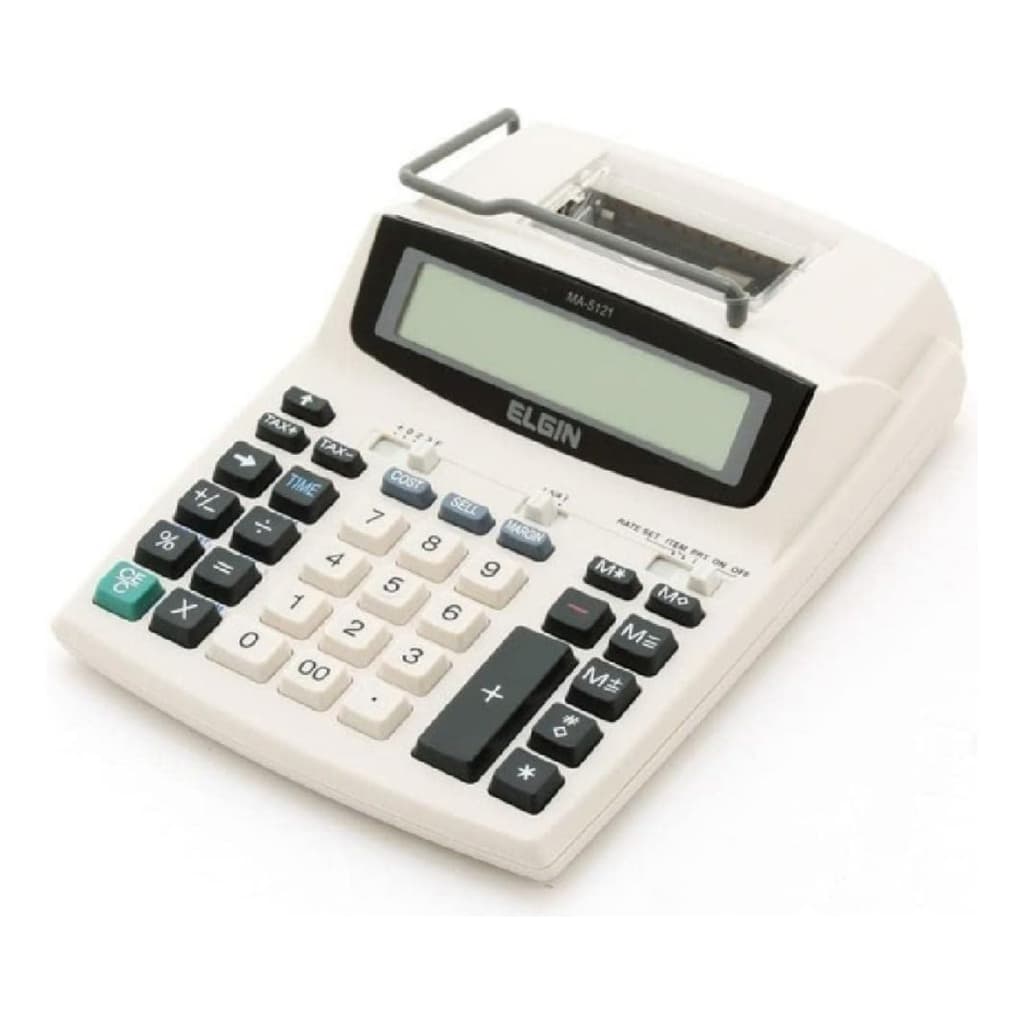 Calculadora Eletrônica Elgin Impressora 12 Digitos Ma5121+ Fonte