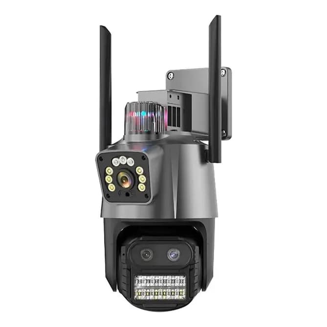 Câmera Segurança Externa Lente Dupla 4K 6MP Sirene Policial WiFi Visão Noturna 360° HD Monitoramento