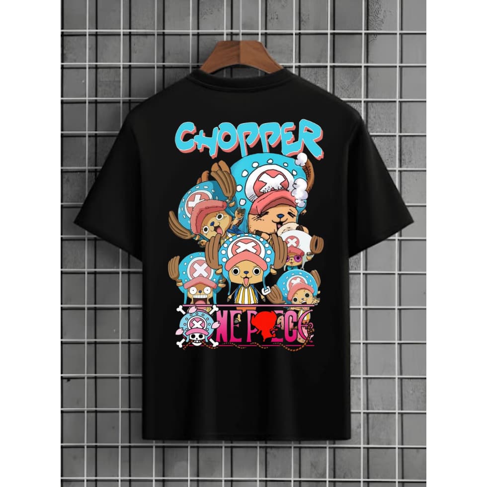 Camiseta One Piece Chopper | Tony Tony Chopper Anime Preta | Estampa Fofa Colorida Otaku