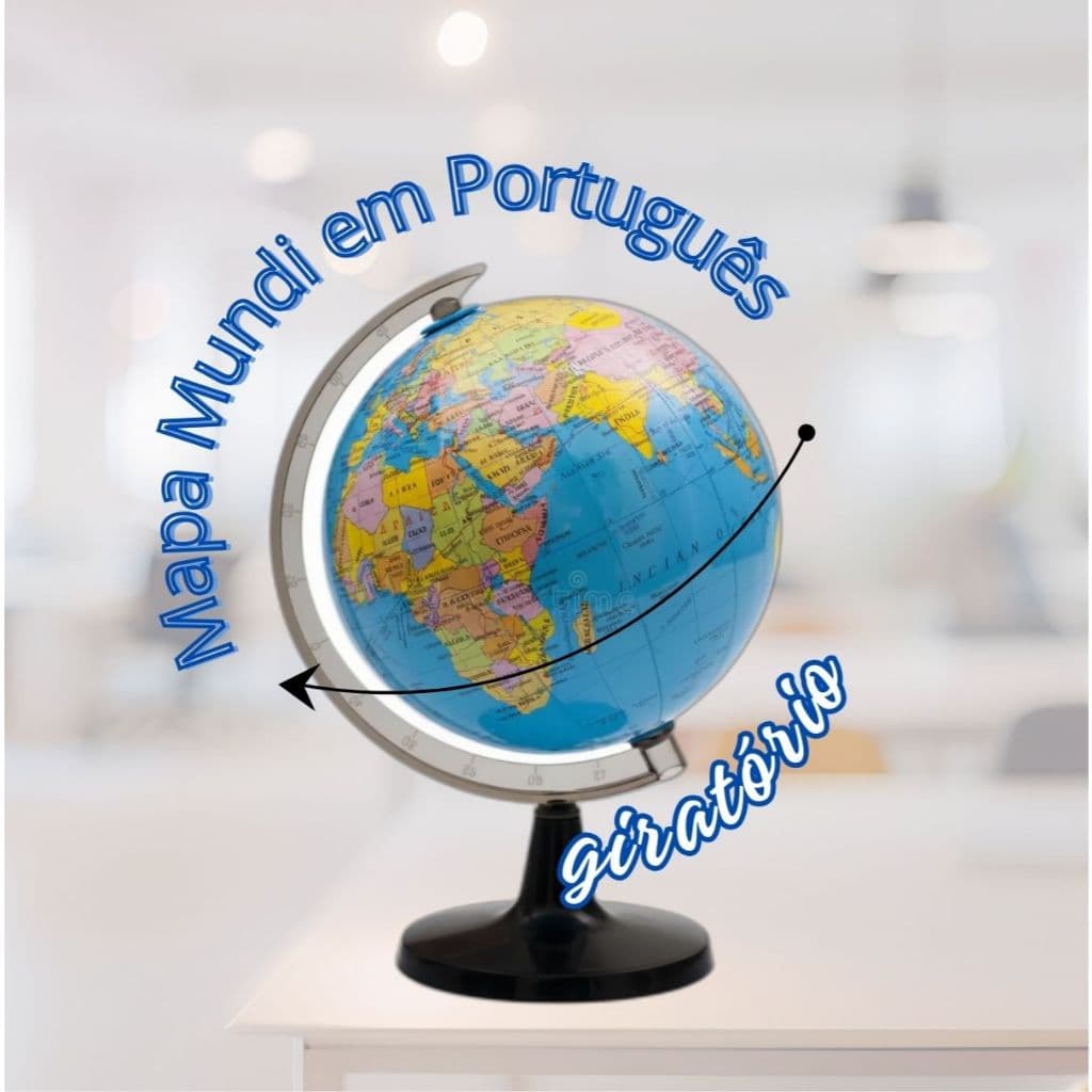Globo Terrestre Mapa Mundi Politico Giratório Em Português - 17cm e 22cm