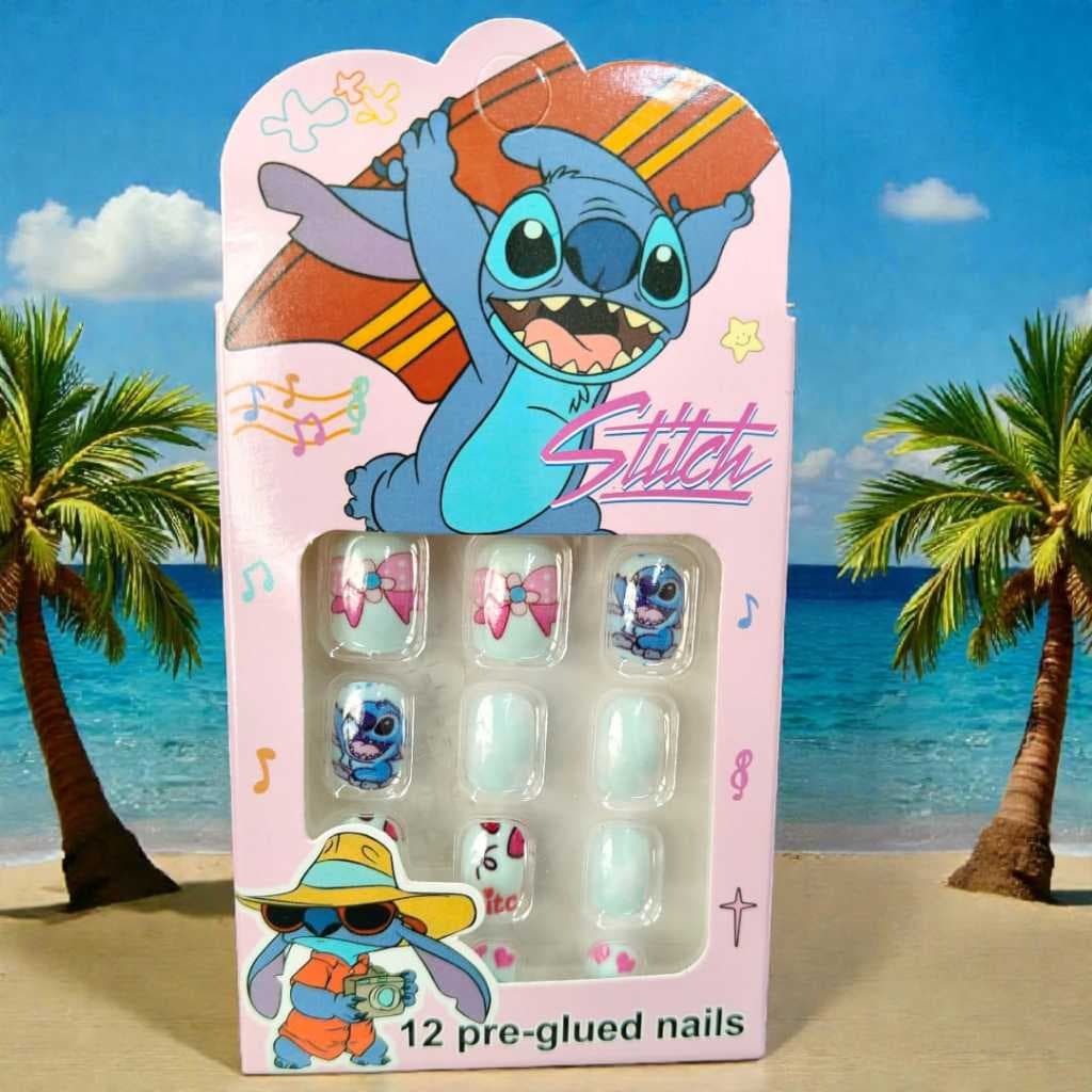 Unha Postiça + Adesivo unhas decoradas Anime Lilo Stich unha para meninas