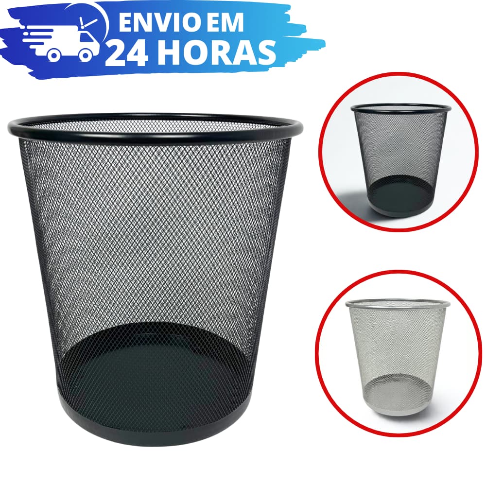 Lixeira Metal Aramado Cesto Lixo Escritório Reforçado 10 L