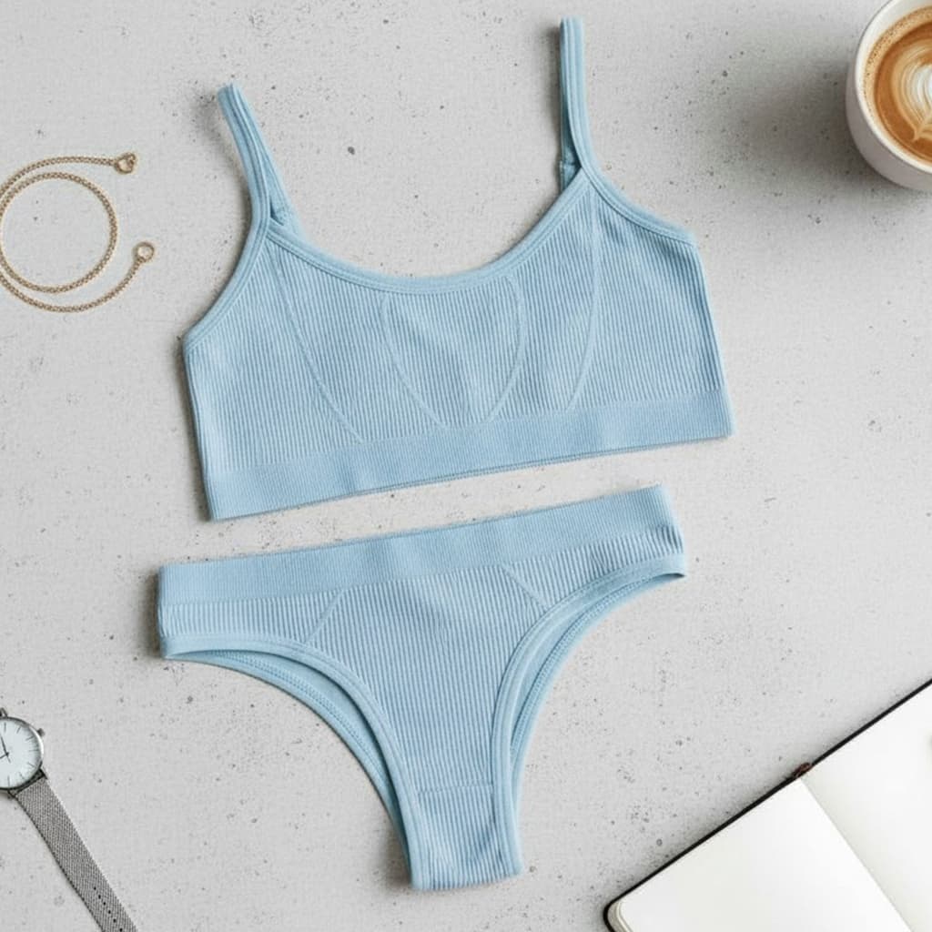 Kit Conjunto Sutiã Top Sem Bojo Alcinha e Calcinha Feminino
