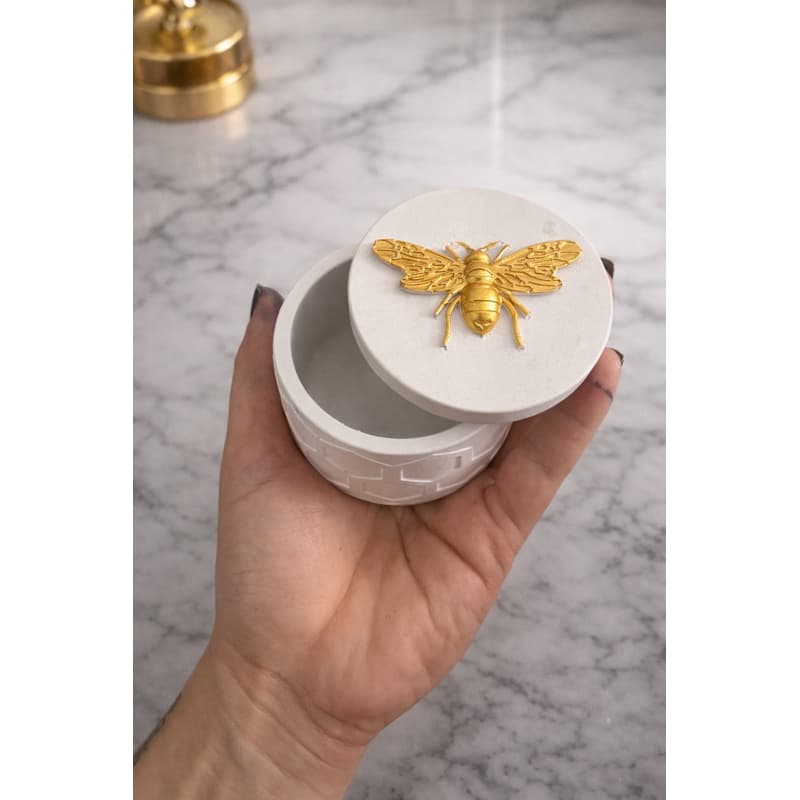 3 unidades pote de mel, porta velas com abelhinha dourada ou em gesso cru para DIY.