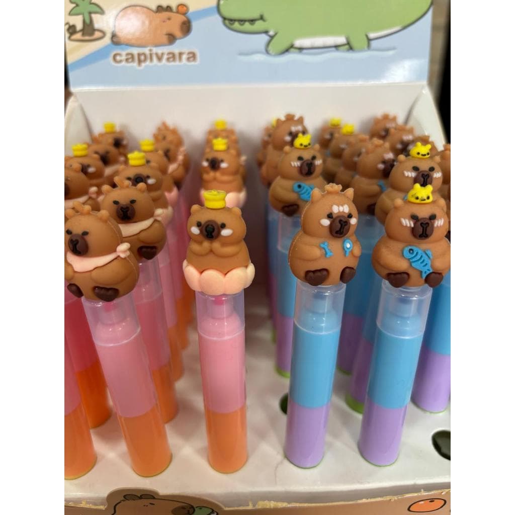 Marca texto troca ponta - tema capivara - papelaria fofa