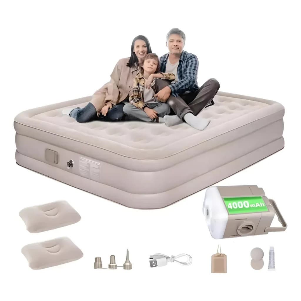 Colchão Inflável Casal Automático Com Bateria Integrada Cor Nude Apoapp