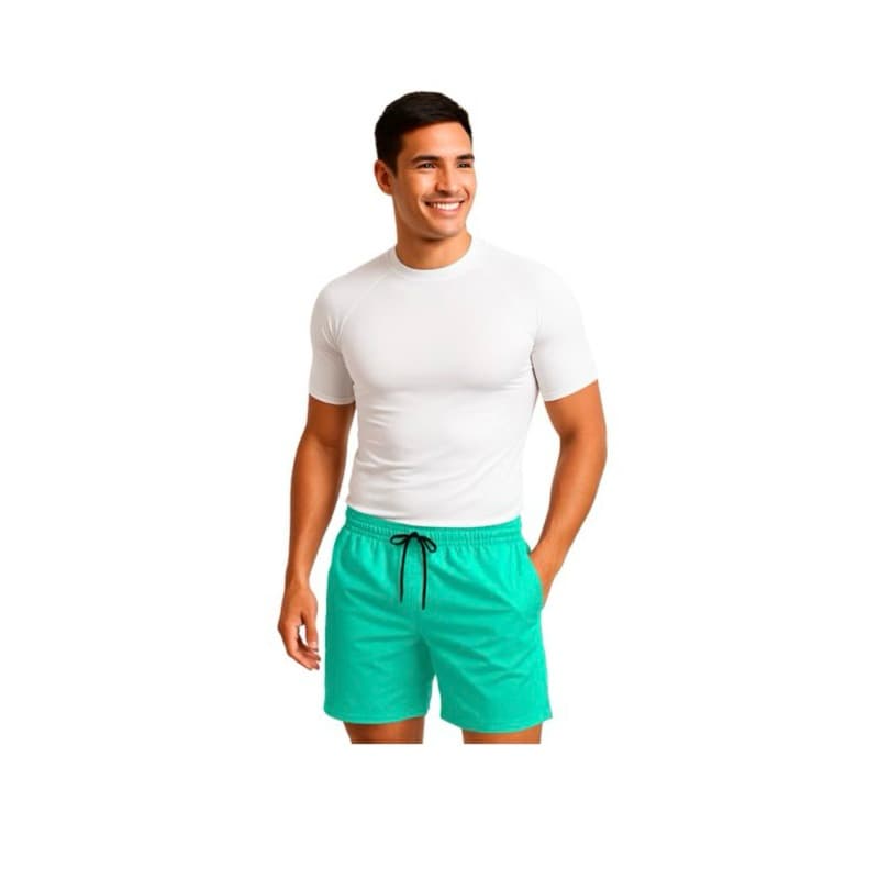 Short  Moda Praia Treino Corrida  Academia Mauricinho Tactel Leve  cor verde água