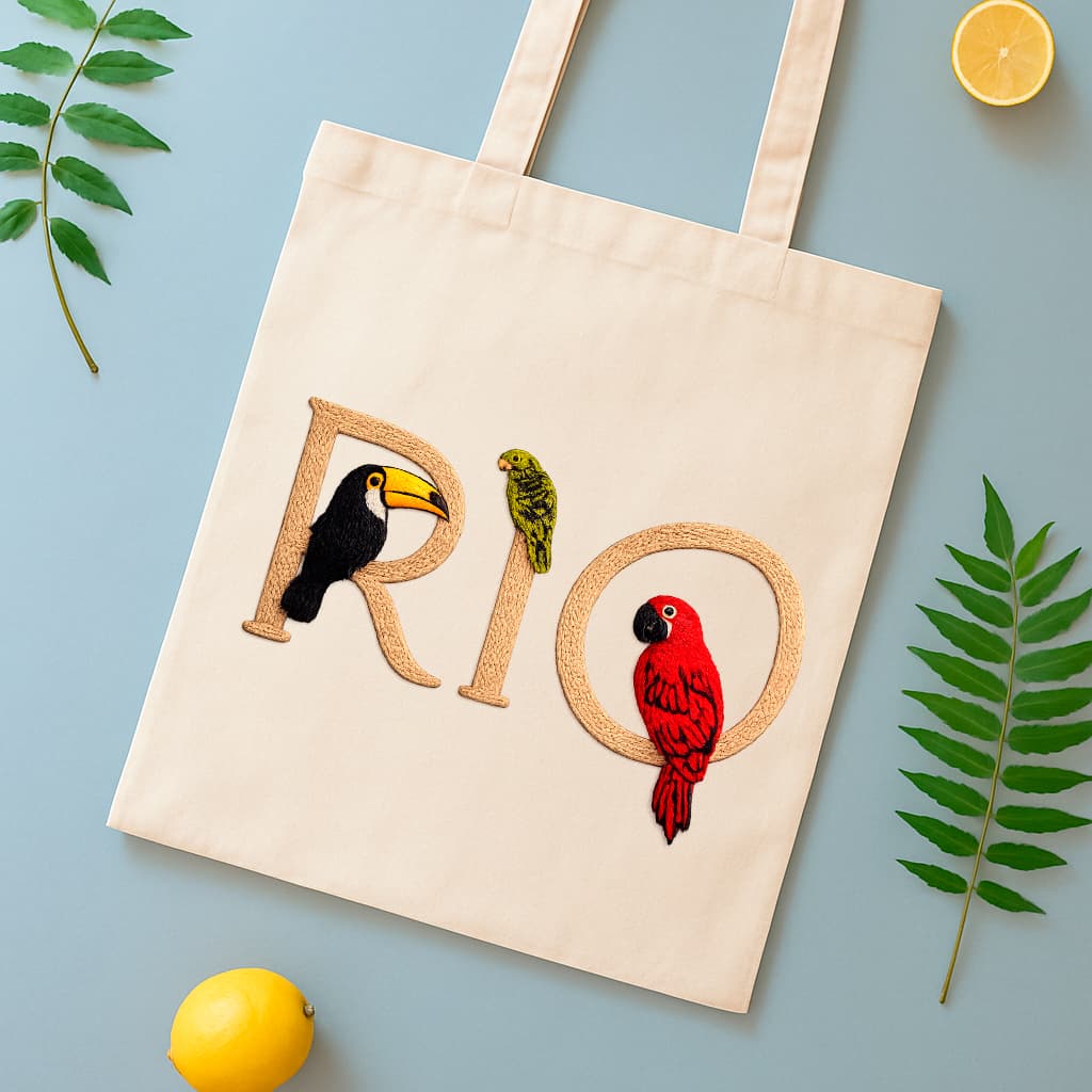 Bolsa Ecobag Pássaros Rio Inspiração Moda Praia Mochila Tropical Verão Tendência