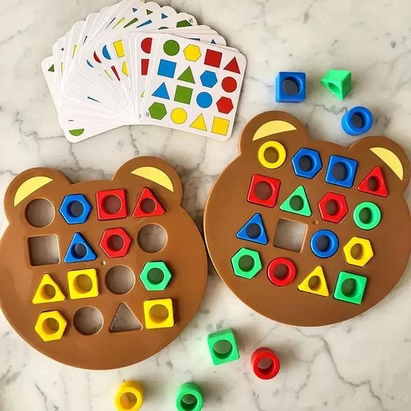 Jogo De Tabuleiro De Cores De Formas Geométrica Encaixe Brinquedos com Sino Tipo Geometric