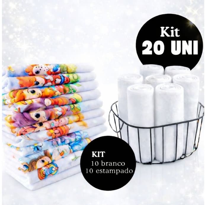 Kit 20 Panos de Prato Branco+Estampado 100% Algodão Alta Absorção Pe Galinha Costura Reforçada Pia