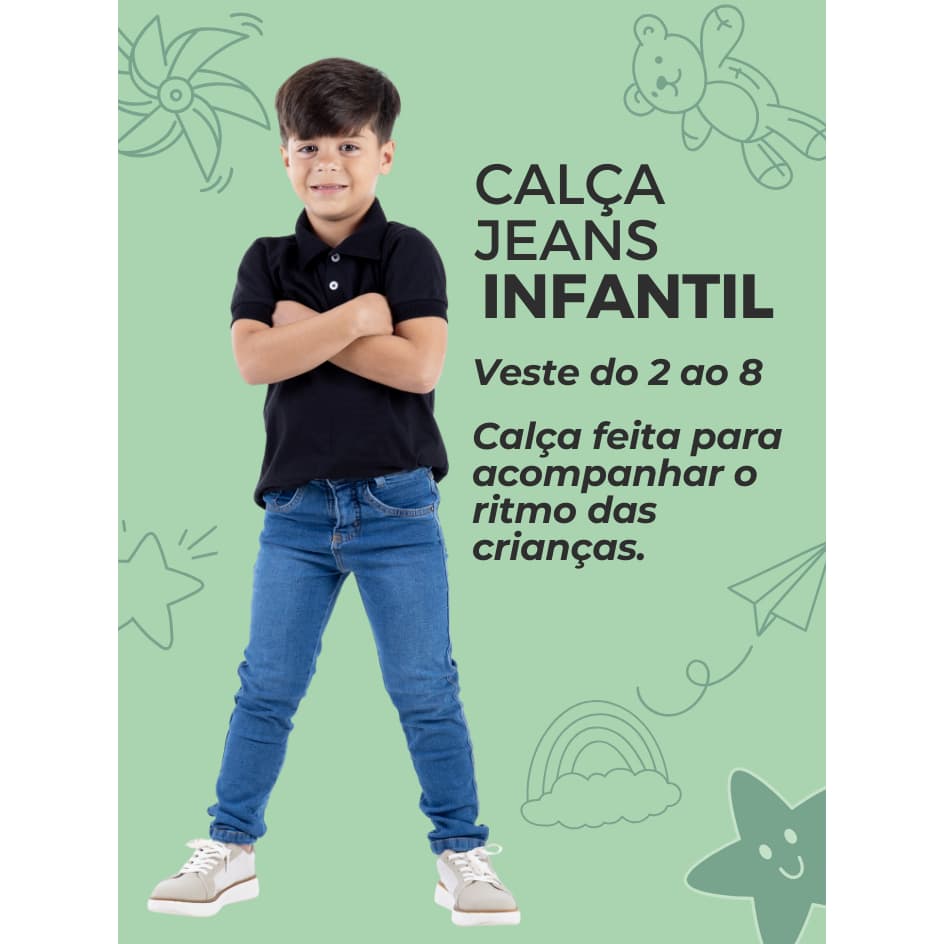 Calça Masculina Infantil 2 a 8 Anos Tecido Resistente Cintura Ajustável Ideal para Escola  Dia a Dia