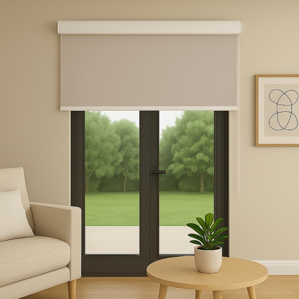 Persiana Rolo Blackout com Bandô Tecido Liso 1,60m X 2,20m Altura Cortina Blecaute para Porta