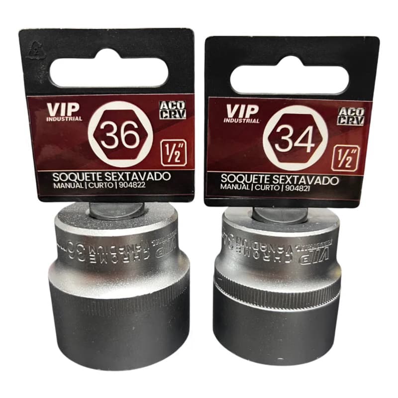 Jogo de soquete 36mm x 1/2 e 34mm x 1/2 sextavado