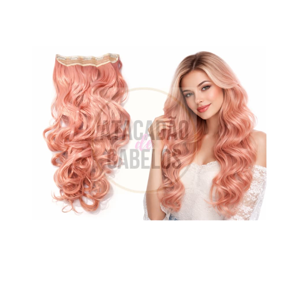 Aplique Tic Tac Mecha Rosa Ondulado Orgânico Mega Hair