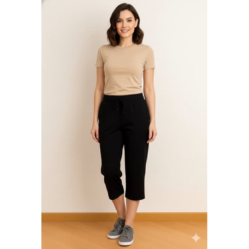Calça Pantacourt Em Malha Viscolycra (modelo Pantalona)