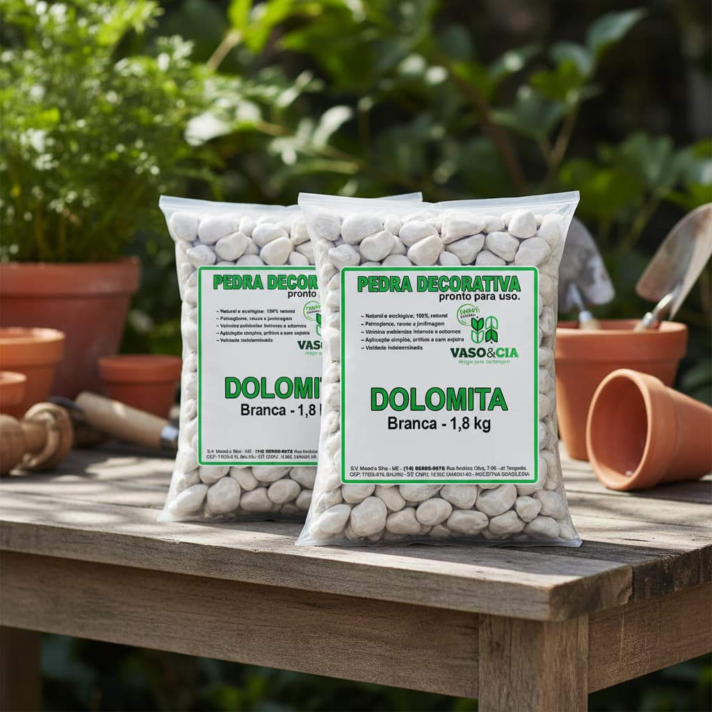 Kit 2x Pedra Seixo Branca Dolomita Para Decoração de Vaso Jardim Ornamentais - 1,8 kg Total 3,6 kg