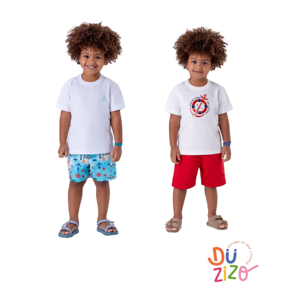 Kit 2 Conjuntos Infantis / Infantil  Duzizo Menino Verão Camiseta + Bermuda