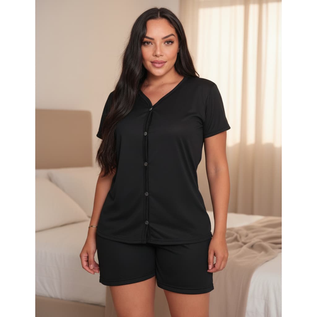 Pijama Feminino Americano  Verão Botões Cores Sortidas Promoção