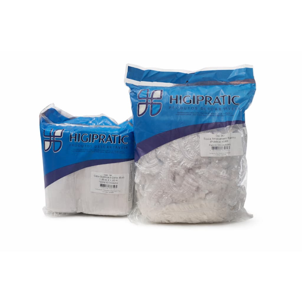 Kit descartáveis Higipratic PCT touca 100UN + PCT capa química e corte 50UN