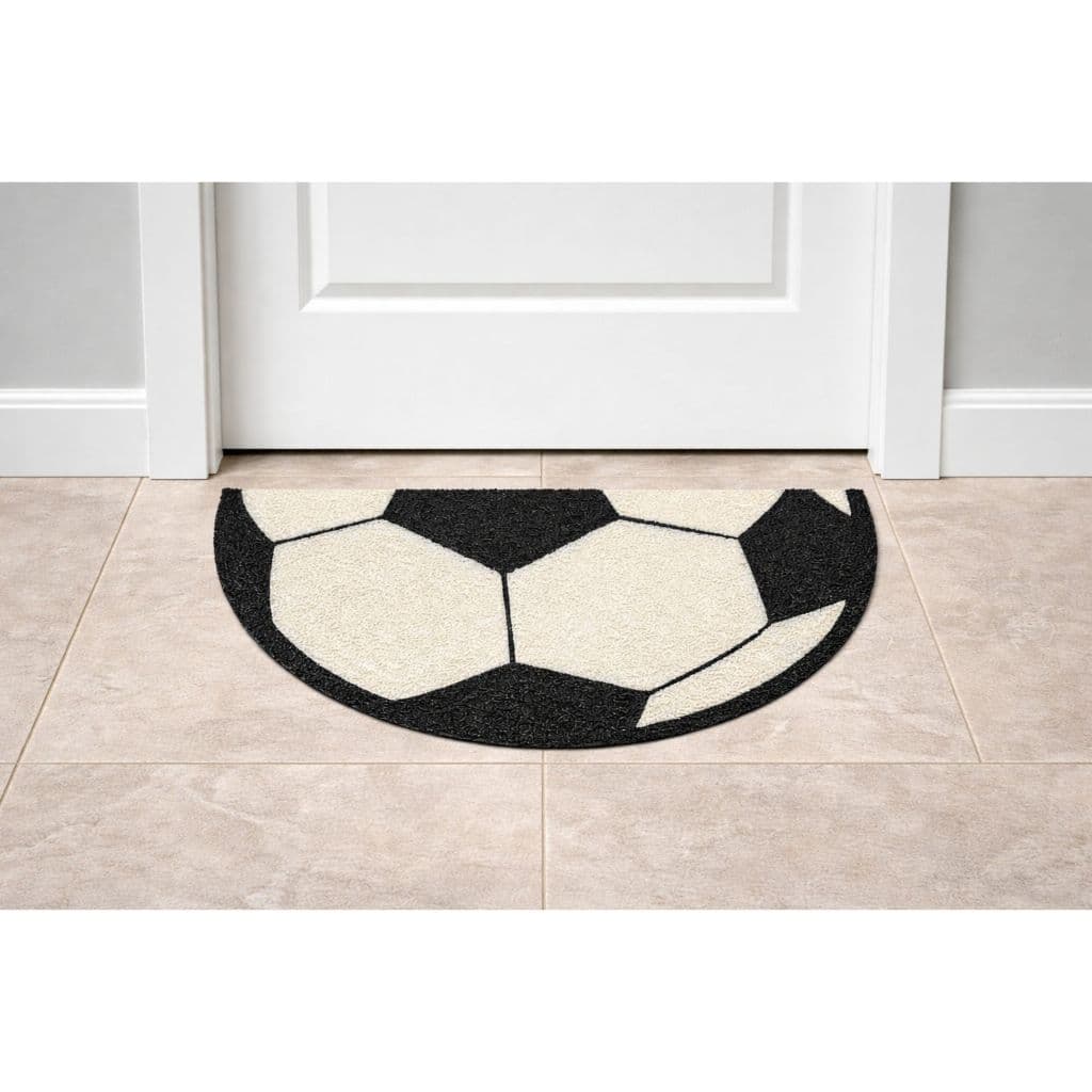 Tapete Meia Lua Bola de Futebol Antiderrapante Antiderrapante Emborrachado Decorativo