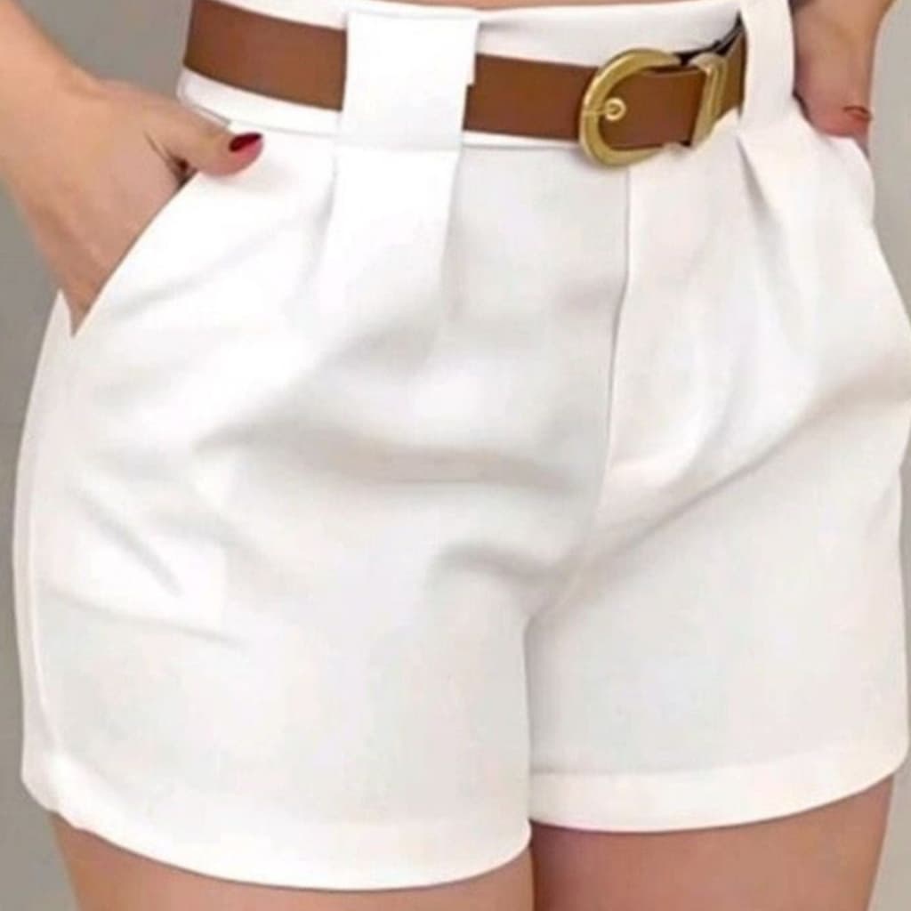 Short Alfaiataria Com Cinto Elegante Tendência Verão 2026