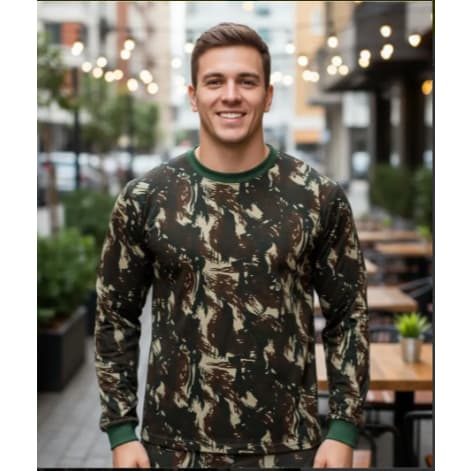 Camiseta Camuflada Manga Longa Exército - 100% Algodão