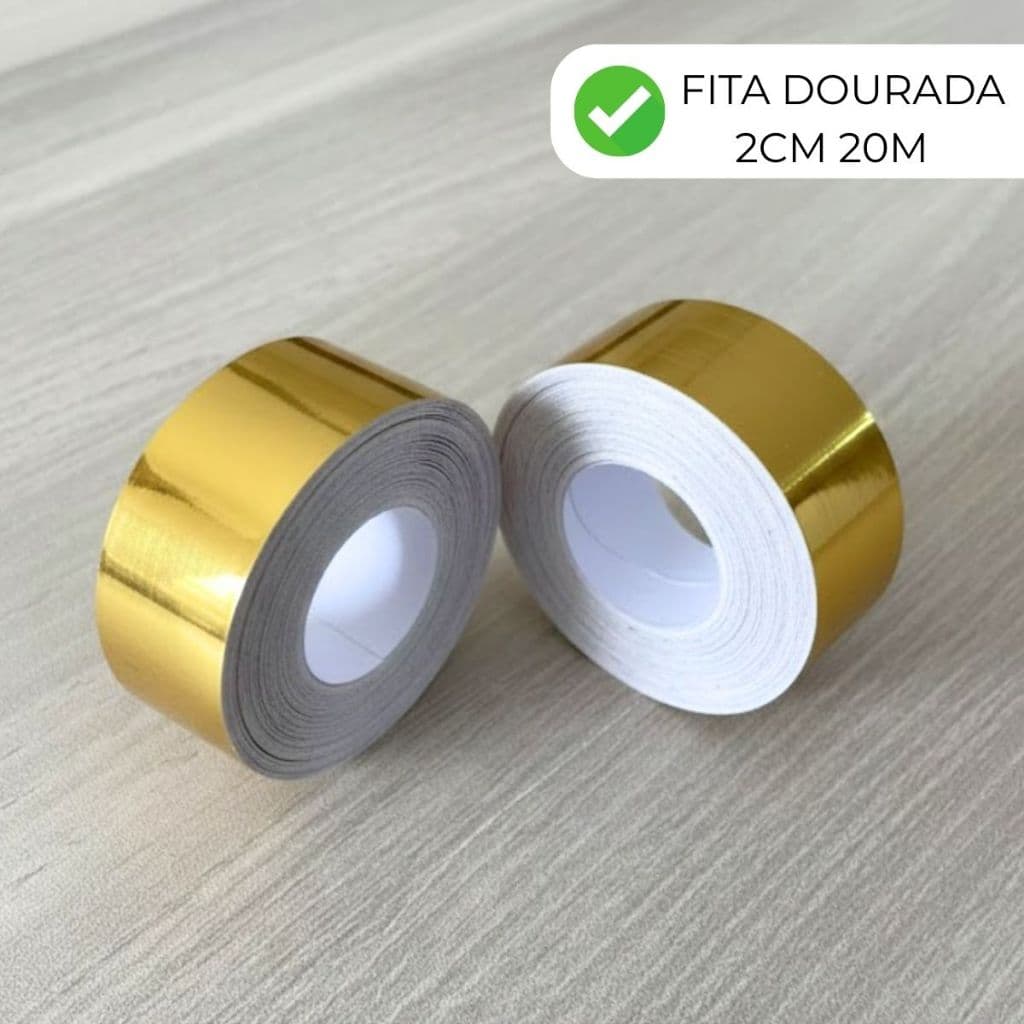 Fita 2CM Dourada Decorativa Ideal P/ Piso Parede Teto 20M Item Efeito Metalizado Autocolante
