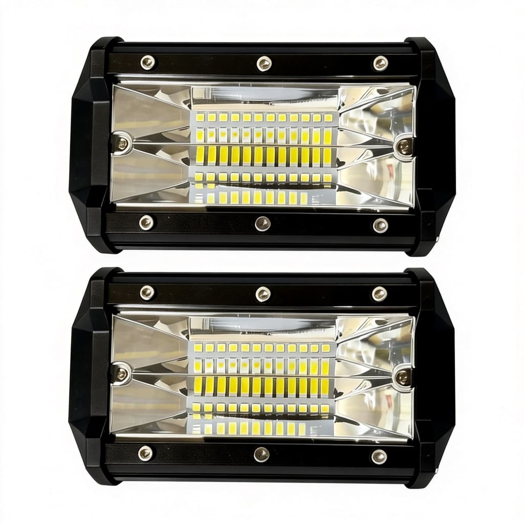 Kit 2 Farol Milha Retangular Led 72w 7d Jeep Off Road Trilha