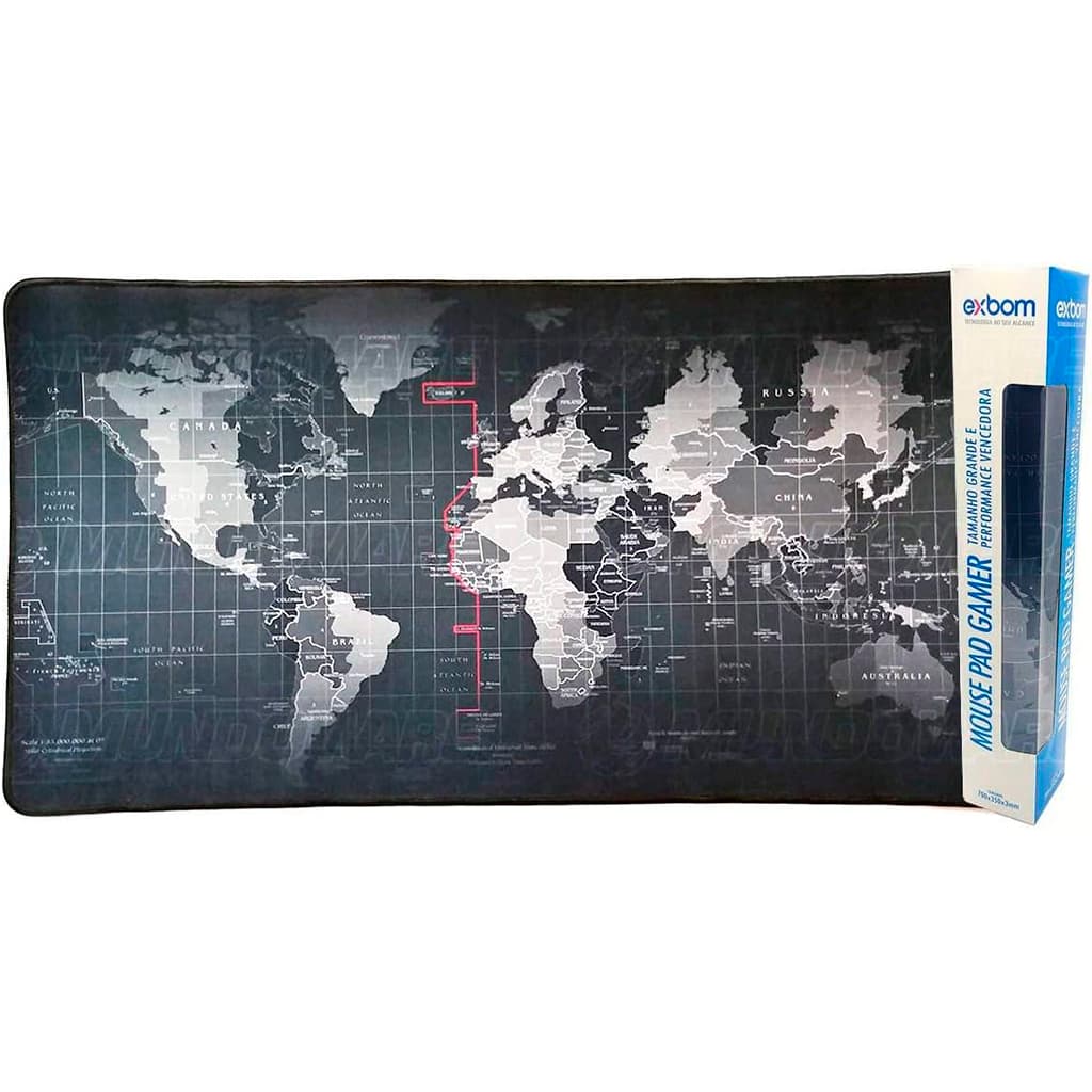 MOUSE PAD GAMER SPEED EXTRA GRANDE 70x35cm (MP-7035C28) MAPA DO MUNDO MATRIX | BASE ANTIDERRAPANTE