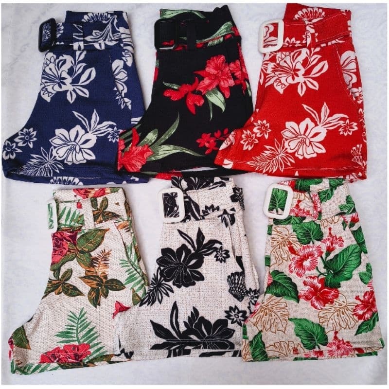 Kit 2 Shorts Feminino Cintura Alta Malha Crepe Com Cinto - Shortinho P M G GG - Short Bermuda Feminina Confortável Verão