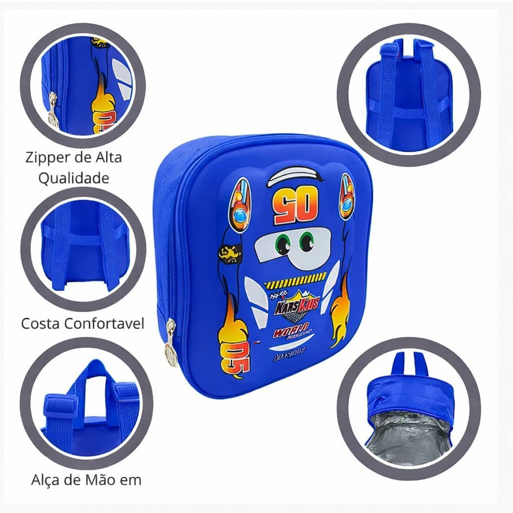Lancheira Térmica  Escolar Infantil Carros 3d Alto Relevo Masculina